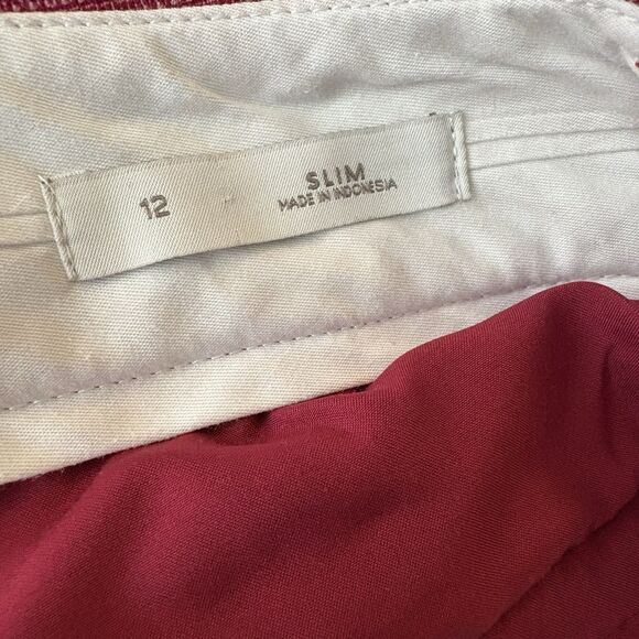 LOFT Red Textured Slim Dress Pants Size 12 Womens Work Career - Picture 4 of 6